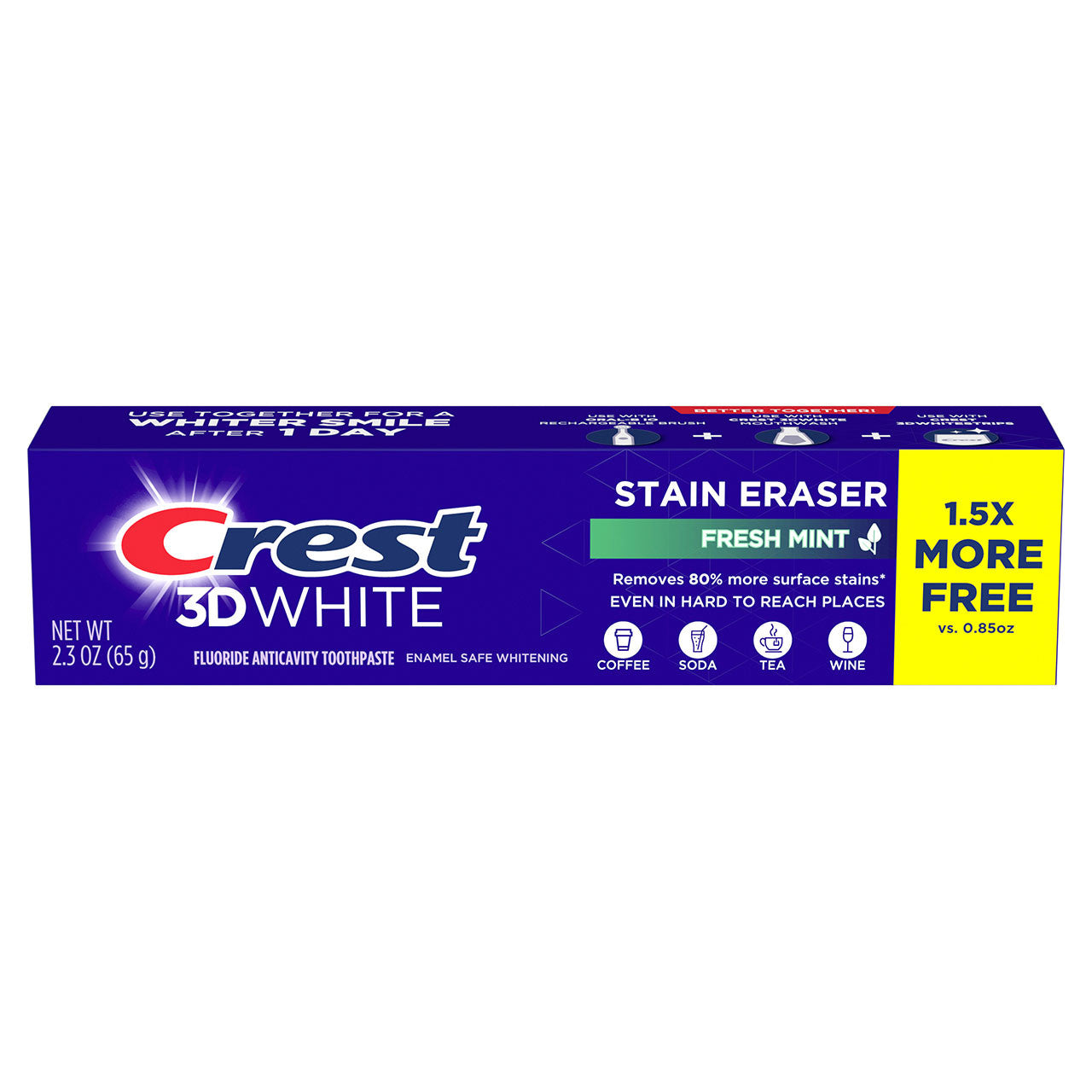 Crest 3D White Stain Eraser Fresh Mint Whitening Toothpaste 2.3 Oz