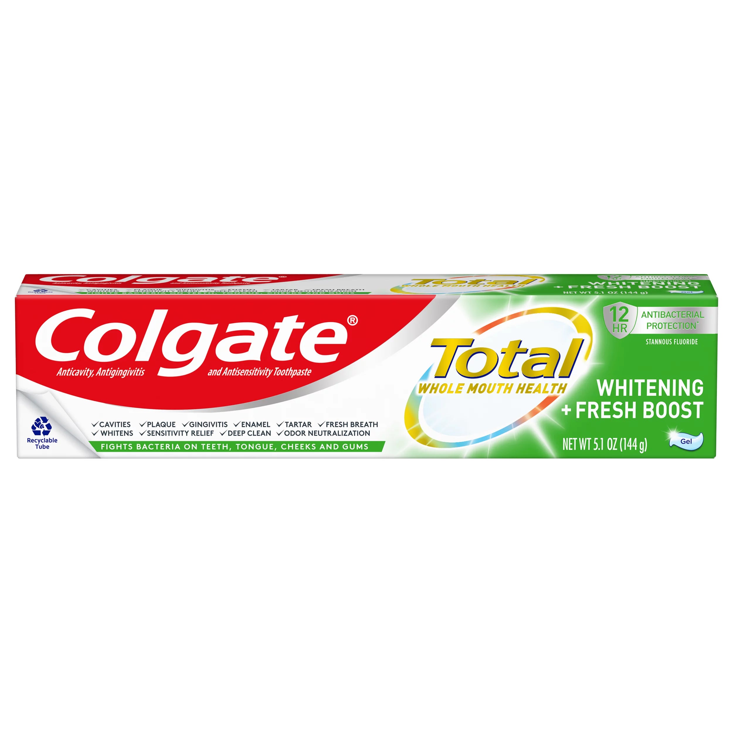 Colgate Total Whitening + Fresh Boost Gel Toothpaste 5.10 oz