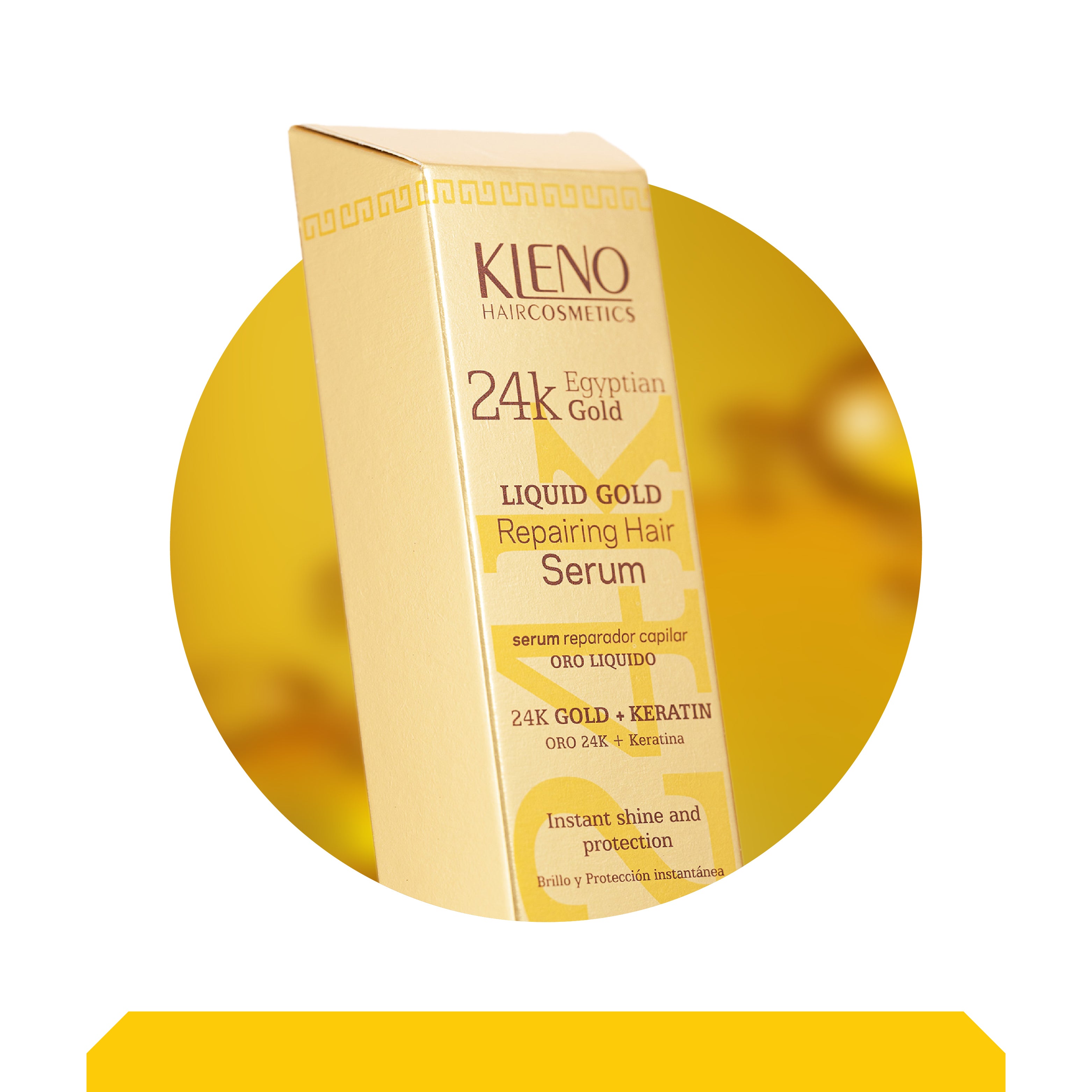 Kleno 24K Gold + Keratin Hair Repair Serum – Moisturizing and Immediate Repair, Frizz Control, Deep Nourishment, Instant Shine, and Hair Protection, 1.05 Fl Oz Bottle