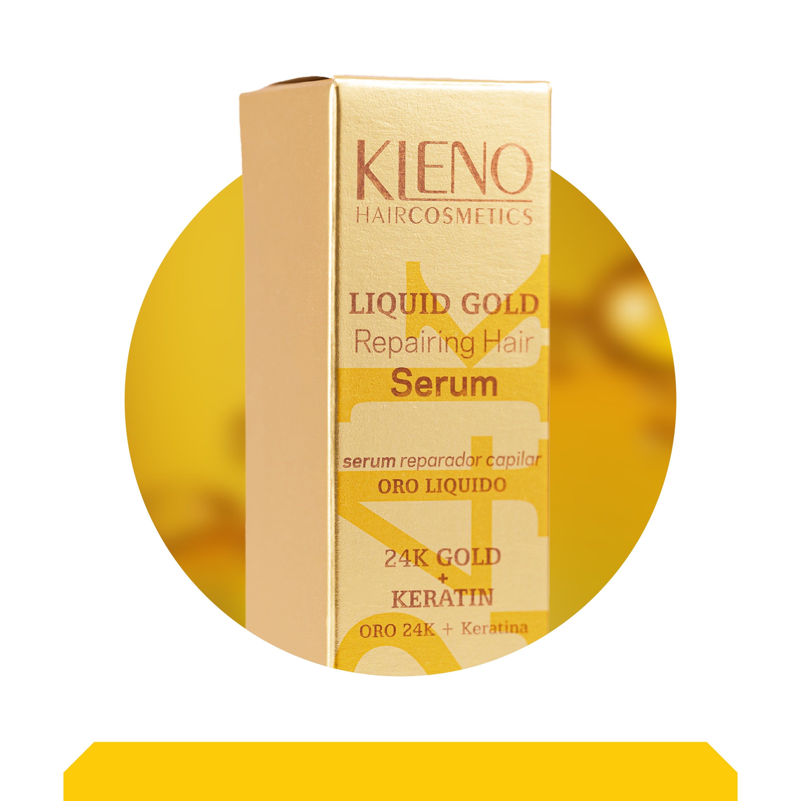 Kleno Liquid Gold Repairing Hair Serum - 24K Gold + Keratin for Instant Shine, Frizz Control, Deep Moisturizing, Heat Protection & Repair, 1.69 fl Oz Bottle