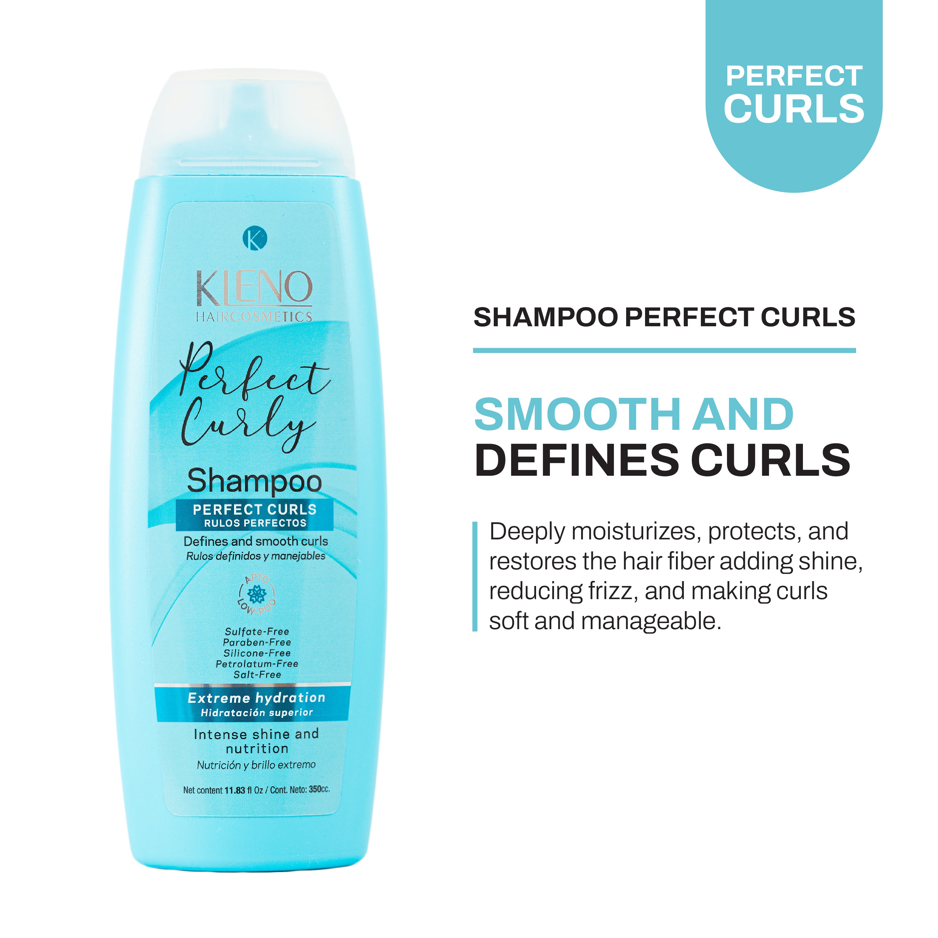 Kleno Shampoo Vegan Perfect Curly-Shampoo Anti-frizz and Extreme nourishment and Shine-11.83 Fl Oz Bottle