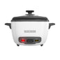 BLACK+DECKER Rice Cooker 14-Cup (Cooked) with Steaming Basket, White