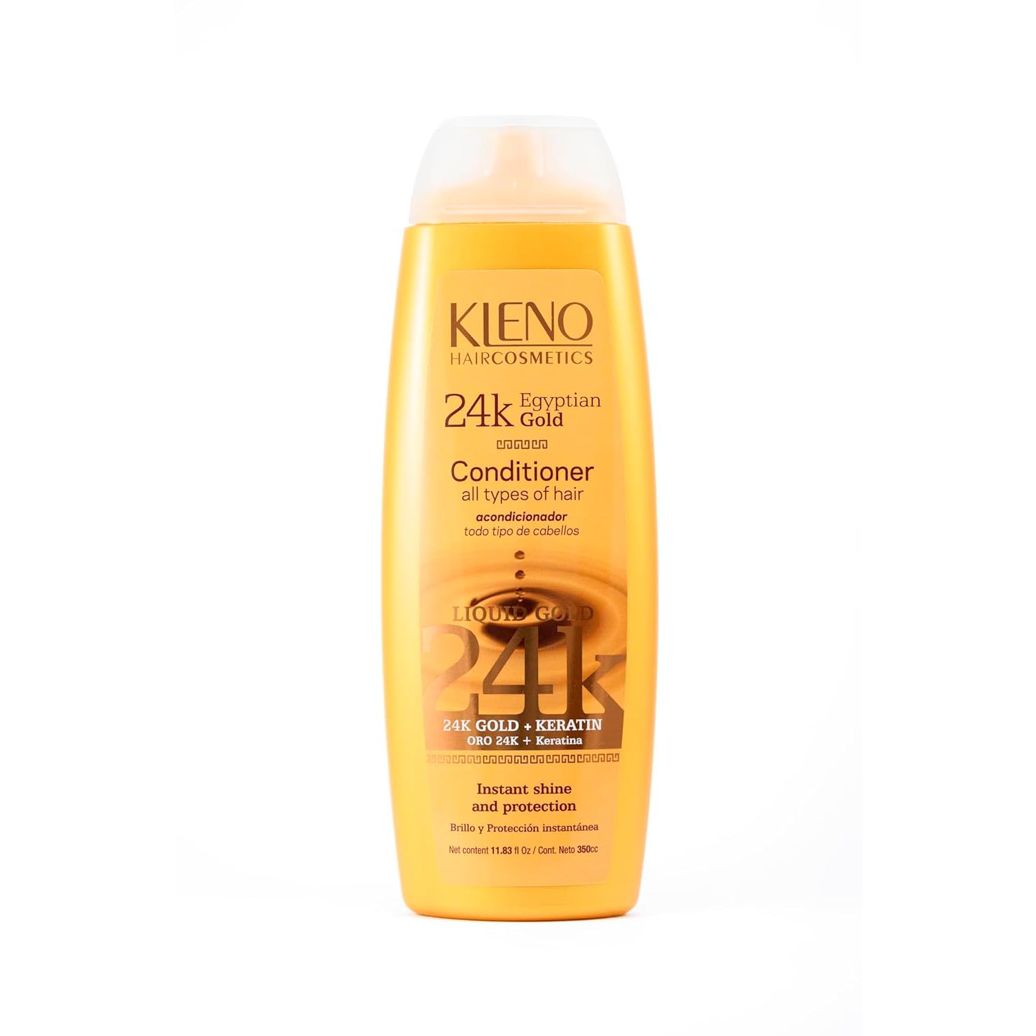 Kleno Egyptian Gold 24k + Keratin Conditioner - Hydrating & Repairing Formula, Enhances Shine, Suitable for All Hair Types, Moisturizing Care, 11.83 fl oz