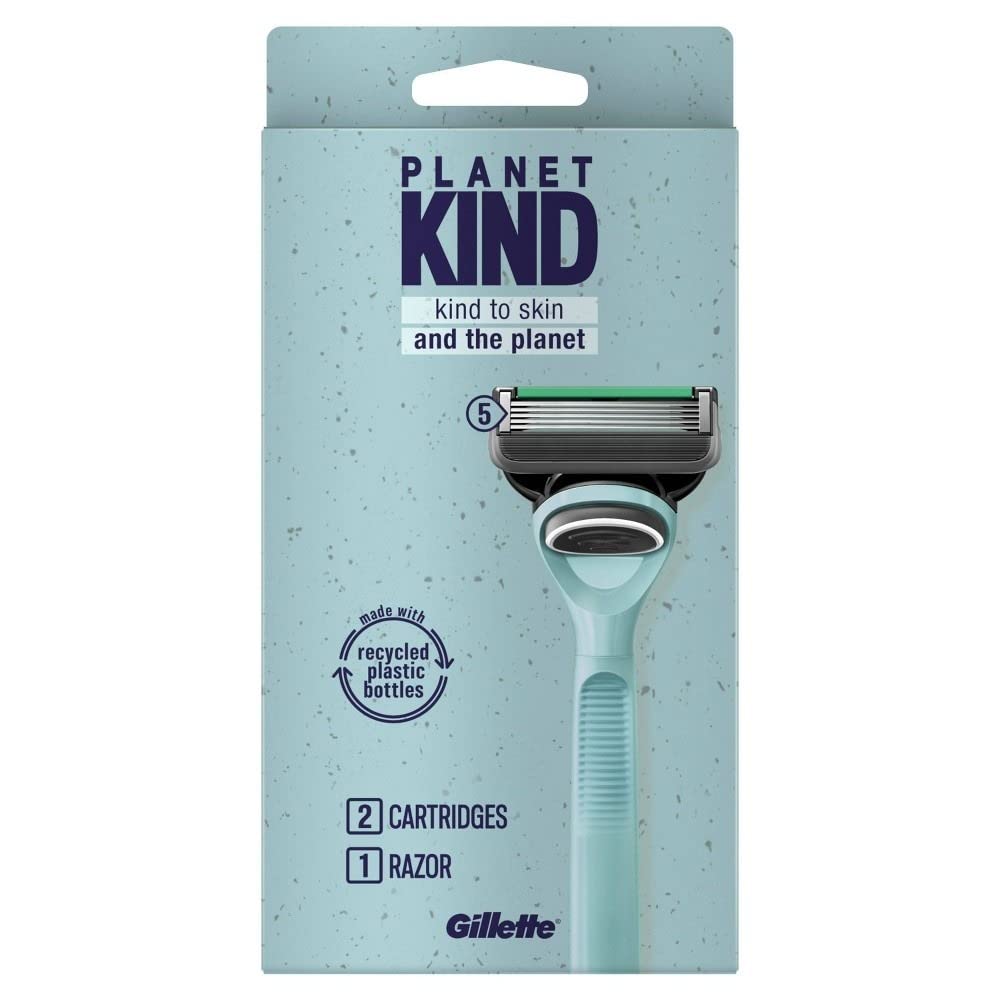 Gillette Planet Kind 5-Blade Razor Kit 1 Handle + 2 Cartridges