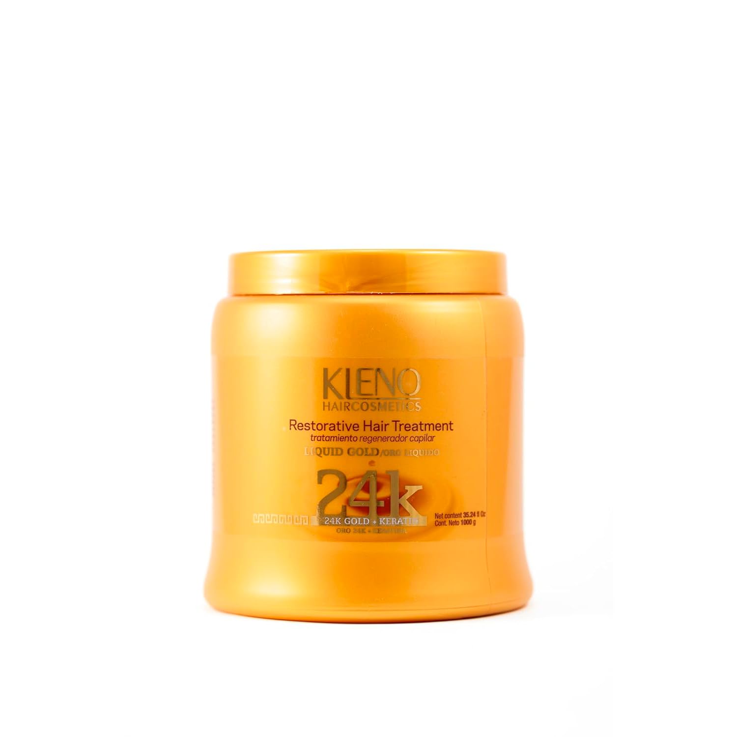 Kleno Restorative Hair Treatment - Liquid Gold 24k, Egyptian Gold, Beta-Carotene Antioxidant, Keratin-Infused for Repair, Shine & Moisture, 35.24 fl oz