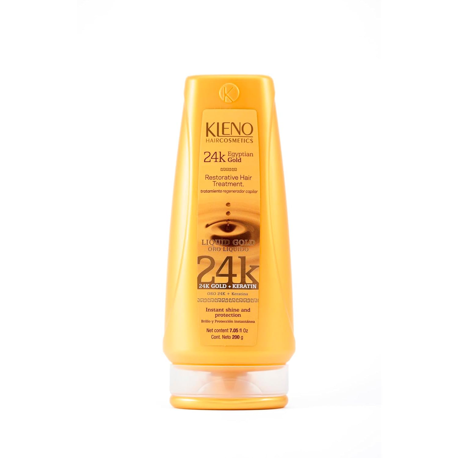 Kleno Egyptian Gold 24k Hair Treatment - Beta-Carotene Antioxidant, Keratin-Infused, Moisturizes, Regenerates, Repairs Damage, Enhances Shine, 7.05 fl oz