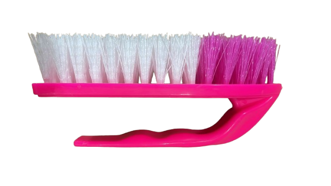 Plastic Hand Scrub Brush with White and Pink Bristles