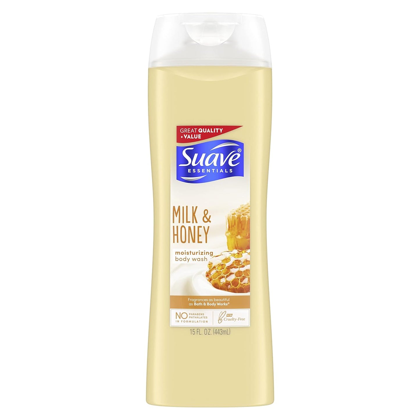Suave Essentials Body Wash Milk and Honey with Vitamin E, 15 oz