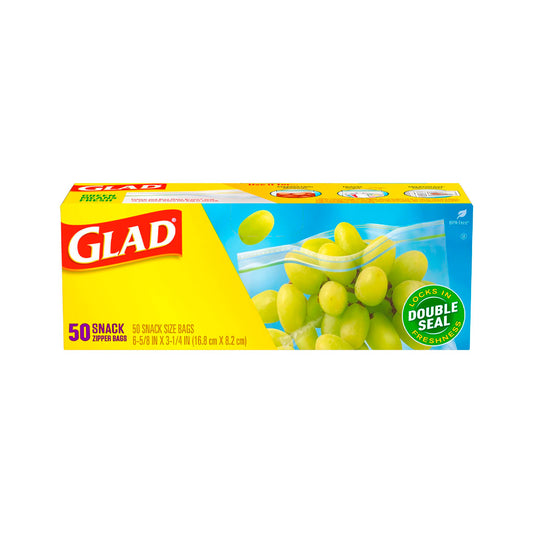 Glad Zipper Food Storage Plastic Bags, Snack, 50 Count