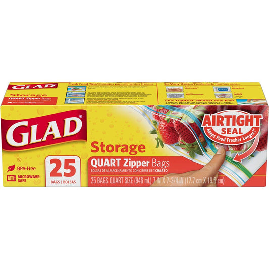 Glad Zipper Food Storage Plastic Bags - 25 Count