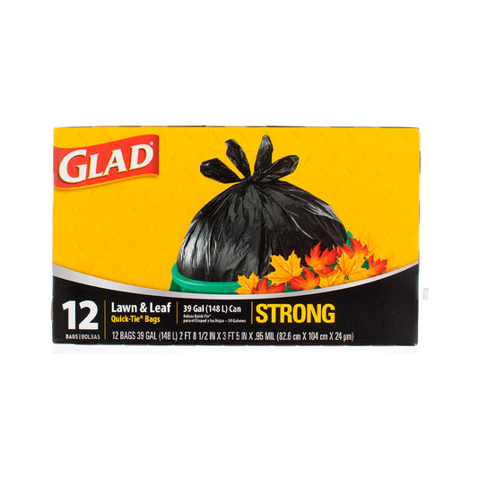 Glad 39 Gallon Quick Tie Lawn & Leaf Bags - 12 CT