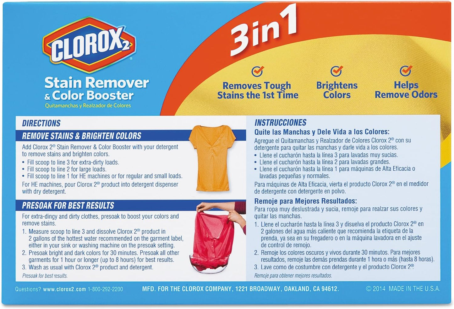 Clorox 2 Laundry Stain Remover and Color Booster Powder, 49.2 oz