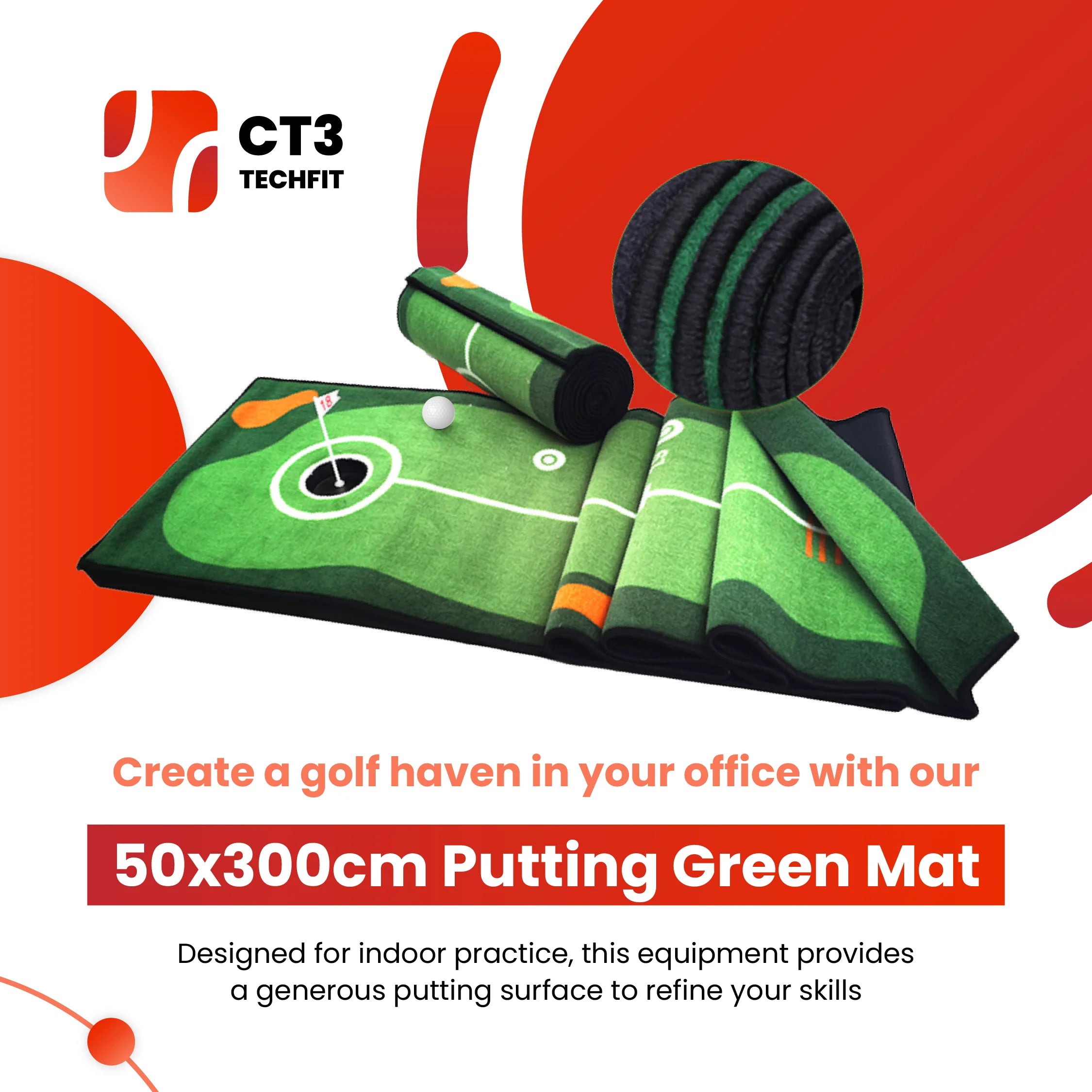 CT3 Golf Putting Green Mat 50x300cm - Precision Putting Practice Color 1 / 50x300cm