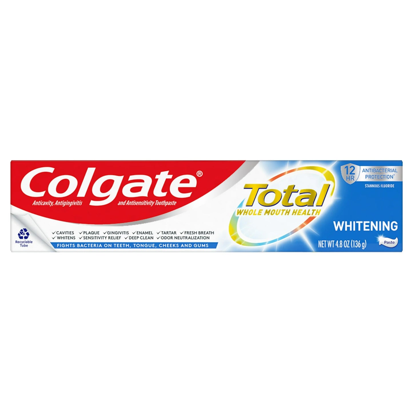 Colgate Total Whitening Toothpaste, Mint Toothpaste, 5.1 oz