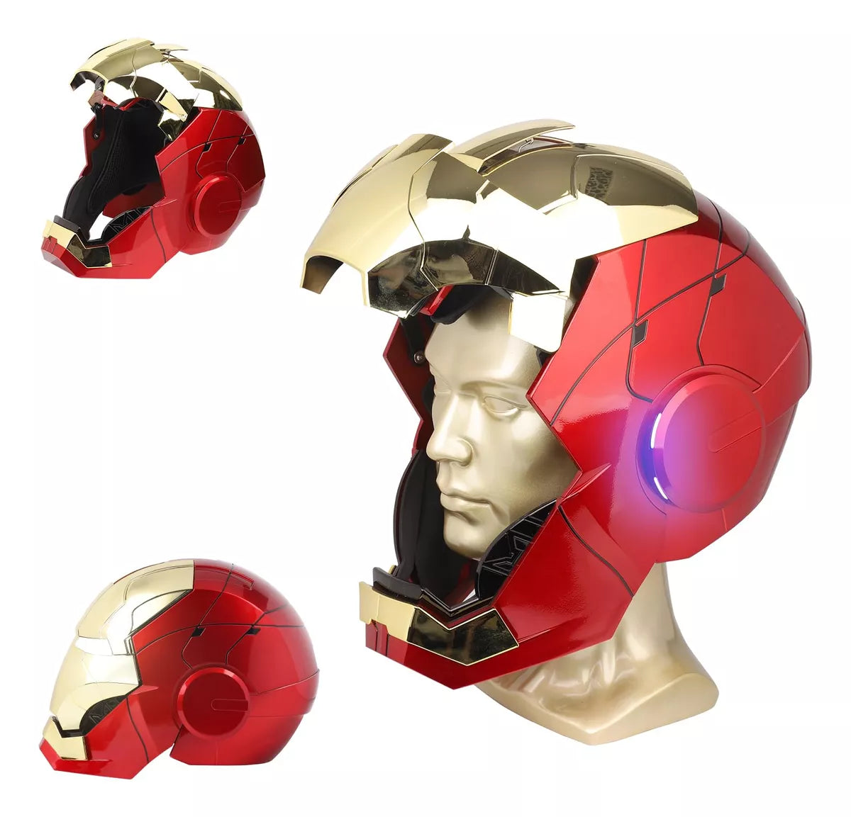 Iron Hero MK 5 1:1 Wearable Helmet - Voice, Touch, and Remote Control with LED Eyes, Realistic Sound Effects, Perfect for Cosplay, Display, and Collectible Figures for Man and Teen,Gold