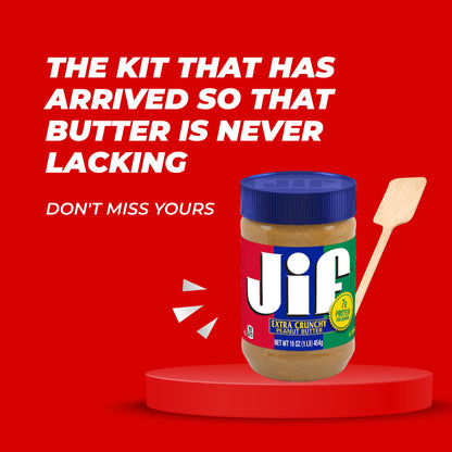 12 Jars of Jif Extra Crunchy Peanut Butter, 16 oz Each + 12 Catsa Essentials Stirrers in Catsa Essentials Pack Box