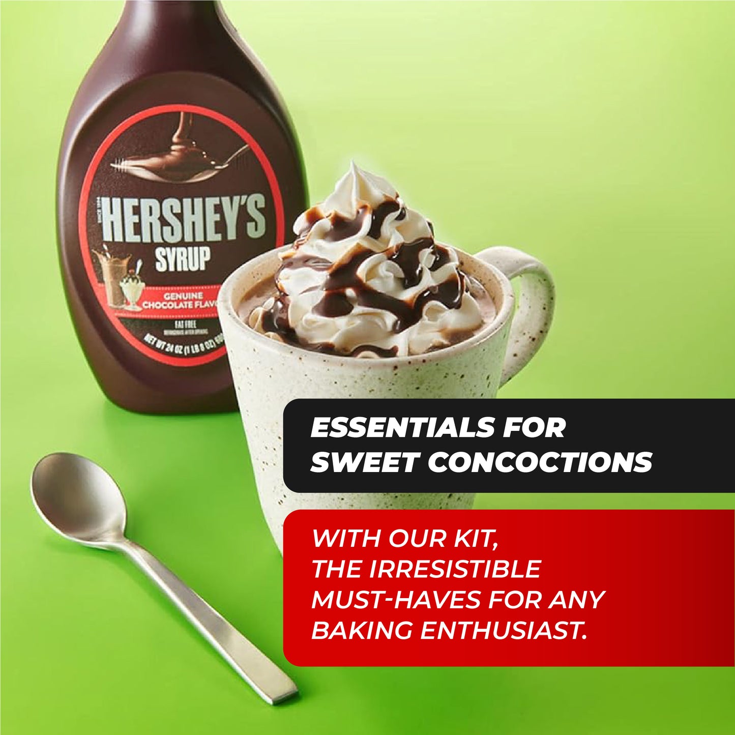 3 Hershey's Chocolate Syrup, 24 oz Each + 5 Catsa Essentials Stirrers in Convenient Catsa Essentials Pack Box