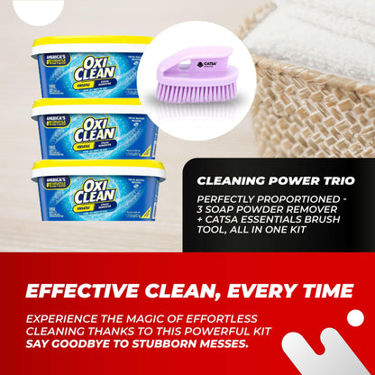 3 Versatile Stain Remover Powder, 1.77 lb + Catsa Essentials Brush Cleaning Tool